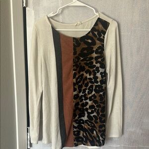 Leopard Print Colorblock Women's Top